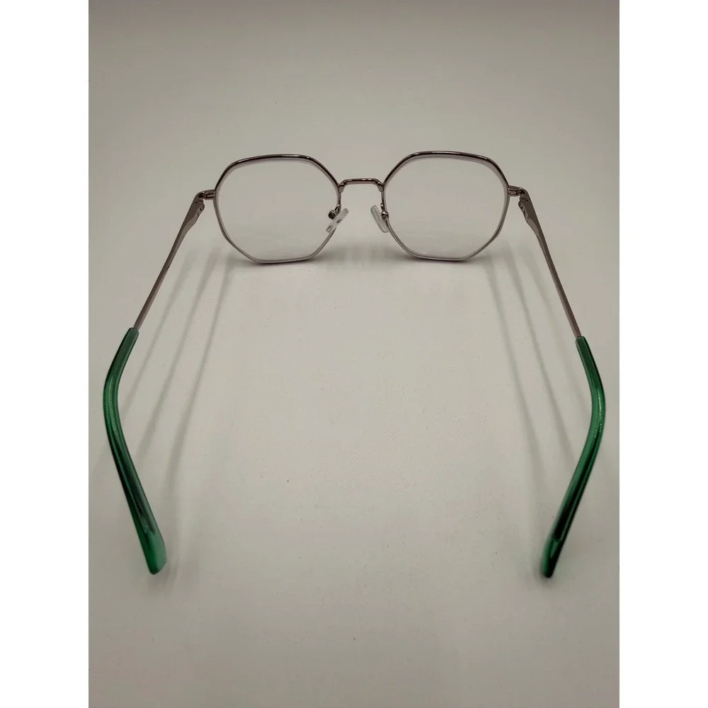 Success Eyeglass Frames Unisex Silver Green Excellent Geometric Hexagon SS-399